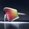 Oakley MUZM Eyeshade, White frame with Prizm Road lens, three-quarter view